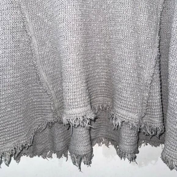 Kaisely Gray Cold-Shoulder Knit Sweater Tunic XS With Frayed Hem - Picture 7 of 11